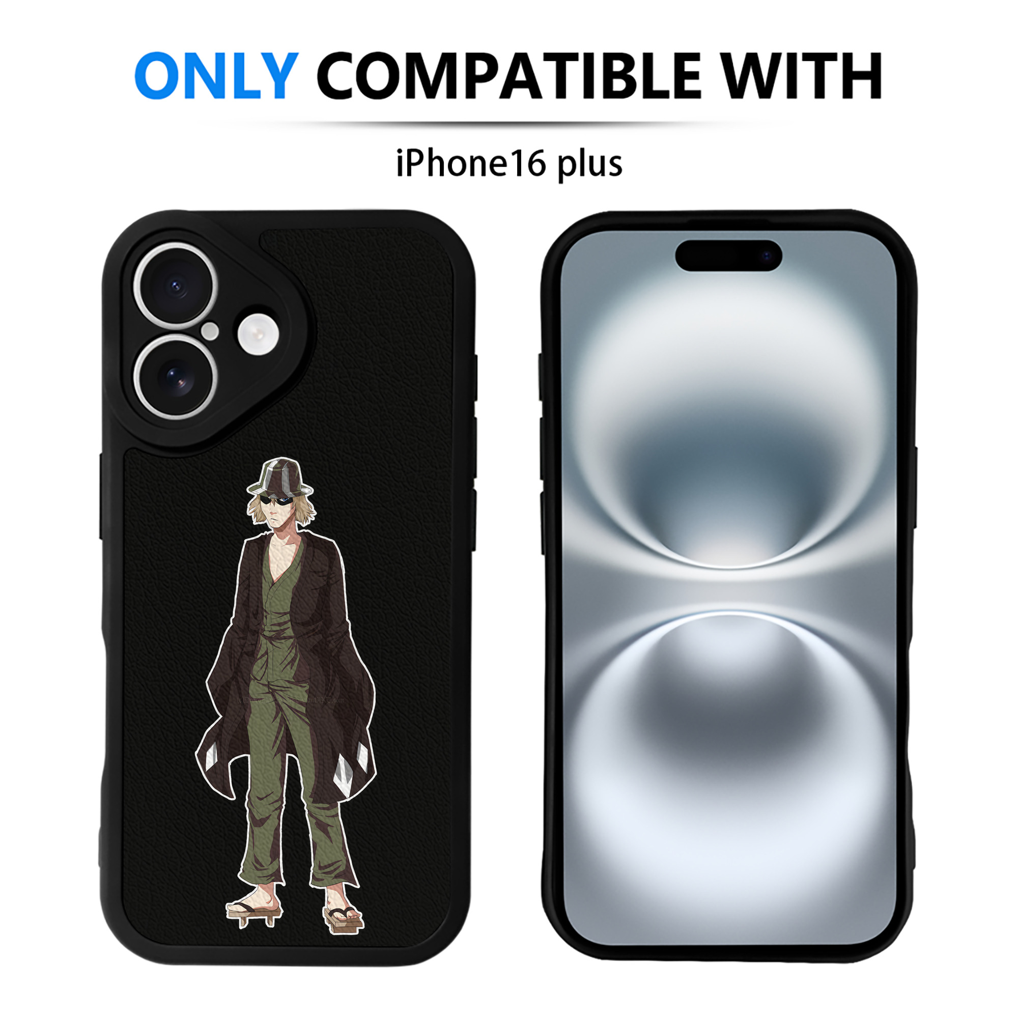 （画像用） "ブリーチ 浦原 喜助（うらはら きすけ） BLEACH Urahara Kisuke " 【iPhone 16シリーズ対応】シリコンスマホケース（レザー調） 材質：シリコン